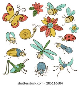 Cartoon texture insects vector set