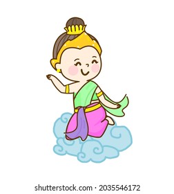 Caricatura thai angel vector del personaje.