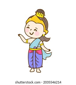 Cartoon thai angel character vector.