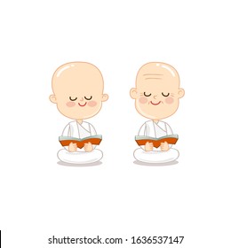 Cartoon Thai Buddhish Read The Book Vector