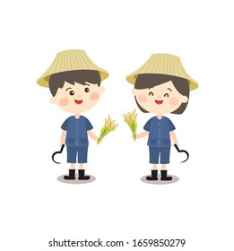 Cartoon Thai Famer Character Vector