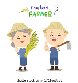 Cartoon Thai Farmer  Character  Vector    