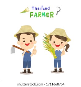 Dibujo de un vector de personajes de un agricultor tailandés    