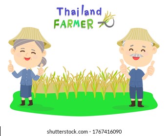 
Vector de personajes de los agricultores tailandeses de caricatura

