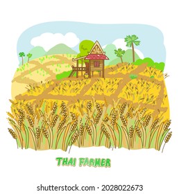 Cartoon thai farmer character vector.