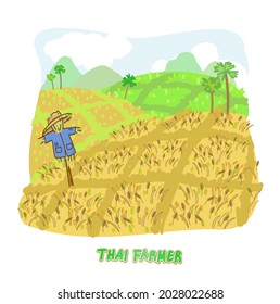 Cartoon thai farmer character vector.