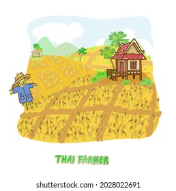 Cartoon thai farmer character vector.