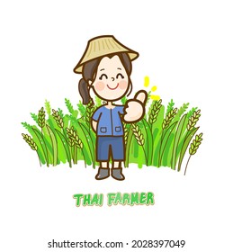Cartoon thai farmer character vector.