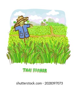 Cartoon thailändischen Bauern Charakter Vektor.
