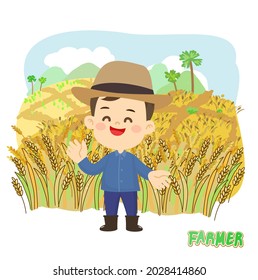 Cartoon thai farmer character vector.