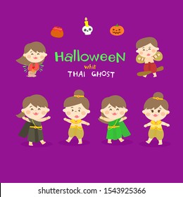 Cartoon Thai Ghost in Halloween vector