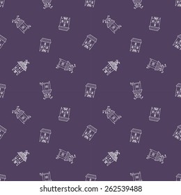 Cartoon Thai houses. Seamless pattern in vector.