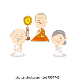 Cartoon Thai Monk and Buddhist Vector