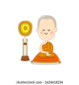 cartoon Thai Monk character vector