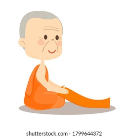 Cartoon Thai Monk Character Vector 