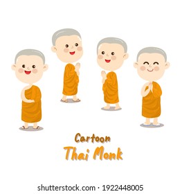 Cartoon Thai Monk Character Vector