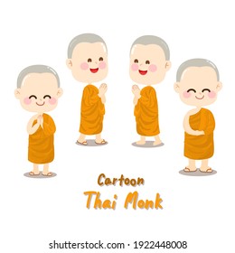 Cartoon Thai Monk Character Vector