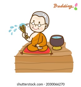 Cartoon thai monk character vector.