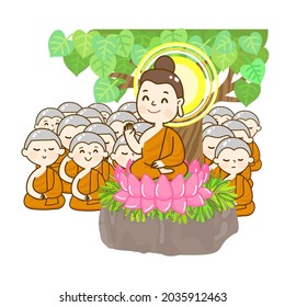 Cartoon thai monk character vector.