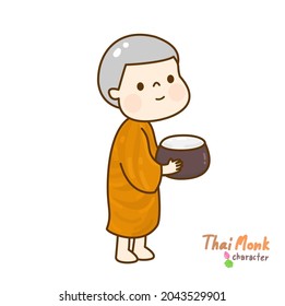 Cartoon thai monk character vector.