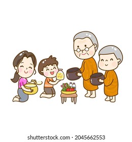 Cartoon thailändischen Mönch Charakter Vektorgrafik.
