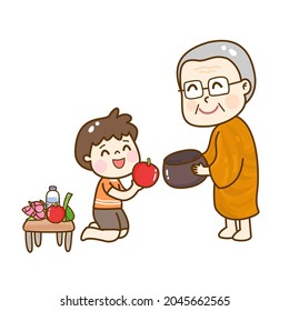 Cartoon thailändischen Mönch Charakter Vektorgrafik.