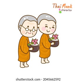 Cartoon thailändischen Mönch Charakter Vektorgrafik.