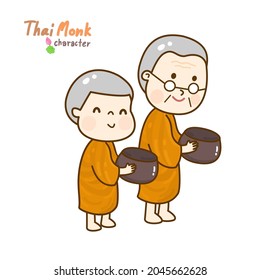 Cartoon thailändischen Mönch Charakter Vektorgrafik.
