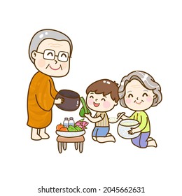 Cartoon thai monk character vector.