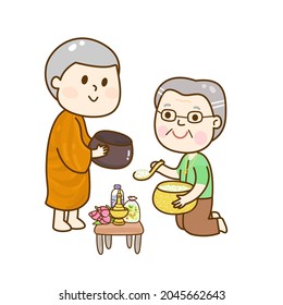 Cartoon thai monk character vector.