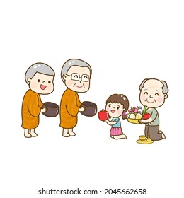 Cartoon thai monk character vector.