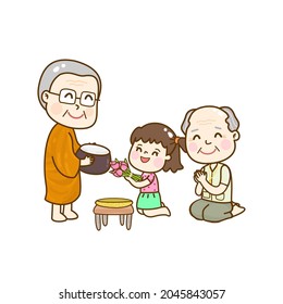 Cartoon thailändischen Mönch Charakter Vektorgrafik.