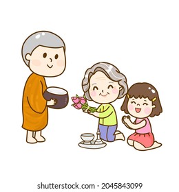 Cartoon thai monk character vector.