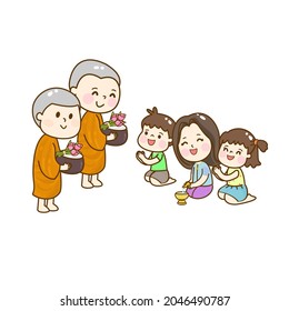 Caricatura del monje tailandés vector.