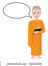 Cartoon Thai Monk with speech bubble vector 