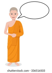 Cartoon Thai Monk with speech bubble vector 