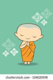 Cartoon Thai Monk vector