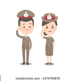 Cartoon Thai Police Character Vector
