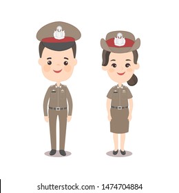 Cartoon Thai Police Character Vector