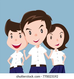 Cartoon Thai Students cute