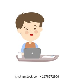 Caricatura: Estudiantes tailandeses aprenden con vector de computadoras