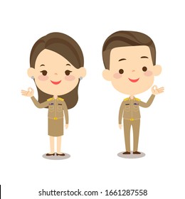 Cartoon  Thai Teacher Character Vector