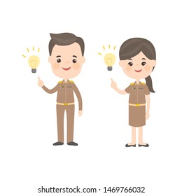 Cartoon Thai Teacher Characters in Uniform 