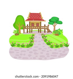 Cartoon Thai tradition house vector.