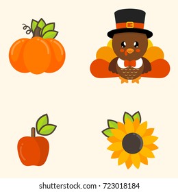 cartoon thanksgiving elements