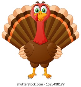 Cartoon Thanksgiving Turkey Bird Mascot Character. Vector Illustration