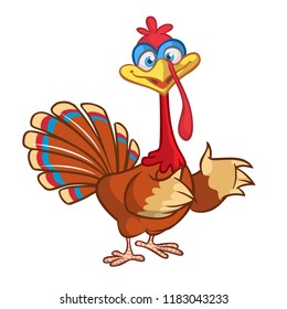 Cartoon thanksgiving turkey character waving hello. Outlines. Vector illustration isolated
