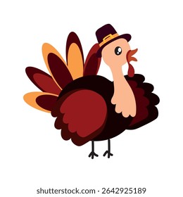 Cartoon thanksgiving turkey. Vector illustration