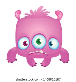 Cartoon thee eyed alien illustration. Halloween design