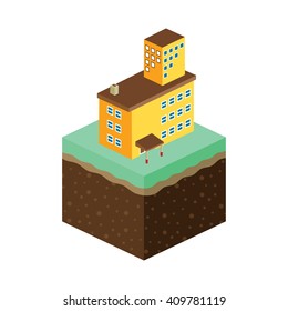 cartoon theme isometric building
